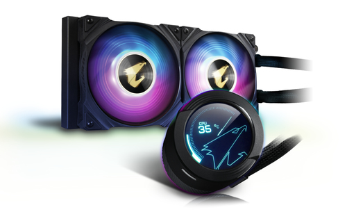 GIGABYTE AORUS WATERFORCE X 240, All-in-one liquid cooler, 12 cm, 800 RPM, 2500 RPM, Black
